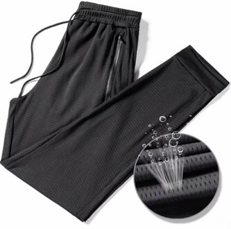 Mannen Sport Casual Broek Hollow Zomer Dunne Losse Airconditioning Negen Punt Broek Vastgebonden Been Broek Grote Maat m-5XL Xxl