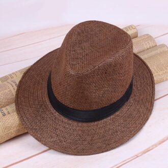 Mannen Stro Panama Hoed Handgemaakte Cowboy Cap Zomer Strand Reizen Zonnehoed Nyz Winkel koffie