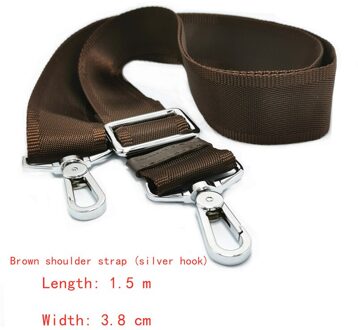 Mannen Tas Bandjes, 3.8 Cm Breed Nylon Tas Riem Accessoires, Lederen Tas Lange Schouderbanden, aktetas Bandjes Zinklegering bruin zilver hook