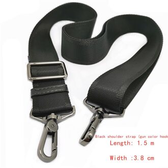 Mannen Tas Bandjes, 3.8 Cm Breed Nylon Tas Riem Accessoires, Lederen Tas Lange Schouderbanden, aktetas Bandjes Zinklegering zwart geweer hook