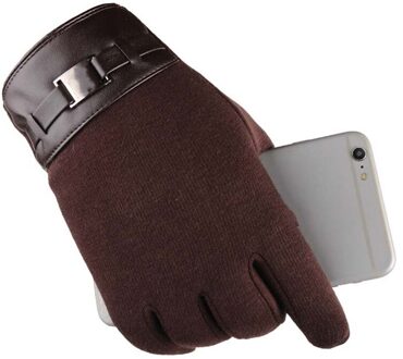 Mannen Touchscreen Lederen Handschoenen Thermische Fleece Gevoerde Rijden Winter Warm Mode polyster blend mannen handschoenen motorfiets Bruin