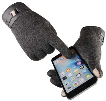 Mannen Touchscreen Lederen Handschoenen Thermische Fleece Gevoerde Rijden Winter Warm Mode polyster blend mannen handschoenen motorfiets Grijs