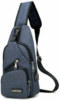 Mannen USB Charger Poort Anti-diefstal Borst Pakken Rugzak Rugzak Schouder Sling Borst Zak diep blauw