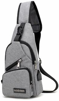 Mannen USB Charger Poort Anti-diefstal Borst Pakken Rugzak Rugzak Schouder Sling Borst Zak Grijs
