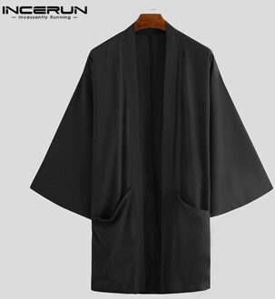 Mannen Vest Open Stitch Losse Lange Mouwen Streetwear Geul Chic Vintage Punk Solid Lange Jassen Heren Mantel Cape Incerun 5XL