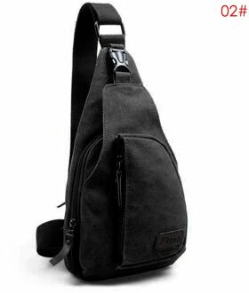 Mannen Vintage Canvas Leather Satchel Schouder Sling Kleine Borst Bag Pack Reizen Wandelen Sport Schouder Cross Body Bags zwart