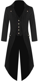 Mannen Vintage Gothic Lange Jas Herfst Retro Cool Uniform Kostuum Trenchcoat Steampunk Tailcoat Knop Jas Mannelijke Kostuum # g3 XXXL