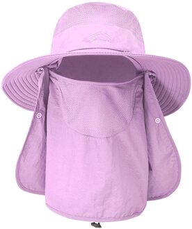 Mannen Vissen Hoed Outdoor Vissen Cap Uv Bescherming Verstelbare Ademend Zonnescherm Solid Casual Thermische Vissen Hoeden paars