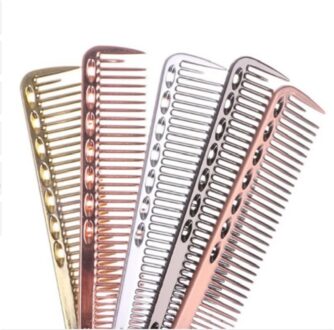 Mannen Vrouwen Aluminium Metalen Snijden Kam Haar Kappers & Kappers Salon Kammen Anti-Statische zwart