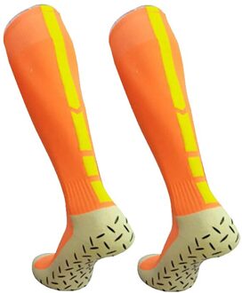 Mannen Vrouwen Anti-Slip Winter Warm Running Sokken Thermische Voetbal Kous Dikke Katoenen Sport Fietsen Off-road Skiën voetbal Sokken oranje
