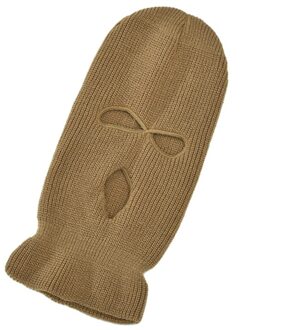 Mannen Vrouwen Balaclava Masker Drie Gat Full Face Cover Neon Effen Kleur Gebreide Winter Warm Outdoor Fietsen Ski Beanie Hoed khaki