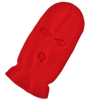 Mannen Vrouwen Balaclava Masker Drie Gat Full Face Cover Neon Effen Kleur Gebreide Winter Warm Outdoor Fietsen Ski Beanie Hoed rood