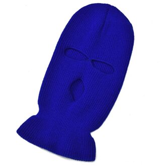 Mannen Vrouwen Balaclava Masker Drie Gat Full Face Cover Neon Effen Kleur Gebreide Winter Warm Outdoor Fietsen Ski Beanie Hoed ROYALBLUE