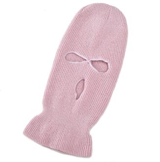 Mannen Vrouwen Balaclava Masker Drie Gat Full Face Cover Neon Effen Kleur Gebreide Winter Warm Outdoor Fietsen Ski Beanie Hoed roze