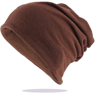 Mannen Vrouwen Beanie Gebreide Lente Herfst Cap Effen Kleur Hip-Hop Slouch Hoeden Skullies Gorras Sombrero Mujer Tulband Bruin