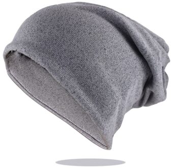 Mannen Vrouwen Beanie Gebreide Lente Herfst Cap Effen Kleur Hip-Hop Slouch Hoeden Skullies Gorras Sombrero Mujer Tulband Grijs
