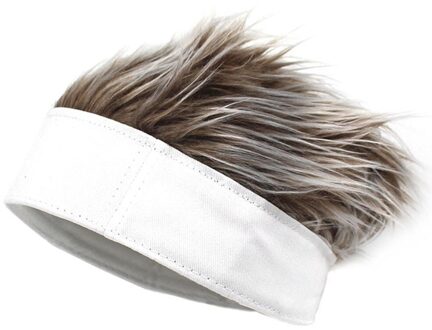 Mannen Vrouwen Beanie Pruik Hoed Fun Korte Haar Caps Ademend Zachte Voor Party Outdoor -MX8 koffie wit