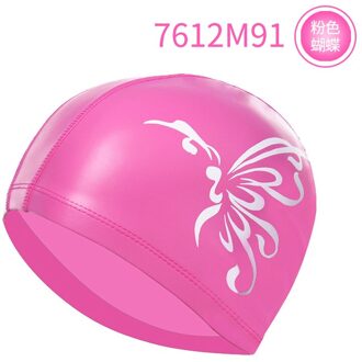 Mannen Vrouwen Elastische Waterdichte PU Stof Beschermen Oren Lange Haar Sport Zwemmen Zwembad Hoed Gedrukt Badmuts Gratis Grootte poeder