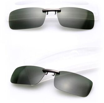 Mannen Vrouwen Gepolariseerde Dag Nachtzicht Clip Op Lens Bril Zonnebril groen