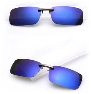Mannen Vrouwen Gepolariseerde Dag Nachtzicht Clip Op Lens Bril Zonnebril M2EB Blauw