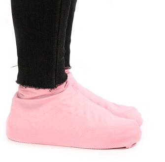 Mannen Vrouwen Herbruikbare Overschoenen Latex Waterdichte Regen Schoenen Covers Antislip Protector Rain Boot Overschoenen Schoenen Accessoires Roze / L