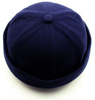 Mannen Vrouwen Hoed Cap Casual Docker Sailor Monteur Brimless Effen Kleur Ademende Unisex Cap Mode Hoeden blauw