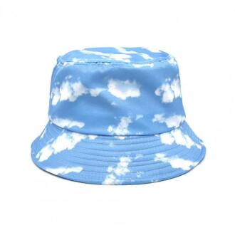 Mannen Vrouwen Hoed Visser Hoed Tie Dye Vlinder Fire Cloud Dragon Print Outdoor Leisure Emmer Hoed Zonnebrandcrème Vrouwelijke Zonnehoed blauw Cloud
