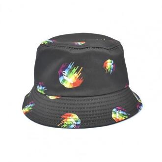 Mannen Vrouwen Hoed Visser Hoed Tie Dye Vlinder Fire Cloud Dragon Print Outdoor Leisure Emmer Hoed Zonnebrandcrème Vrouwelijke Zonnehoed zwart