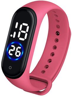 Mannen Vrouwen Horloges Mode Digitale LED Sport Horloge Unisex Siliconen Band sport fitness automatische horloge relojes hombre #7 Roze