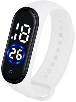 Mannen Vrouwen Horloges Mode Digitale LED Sport Horloge Unisex Siliconen Band sport fitness automatische horloge relojes hombre #7 wit