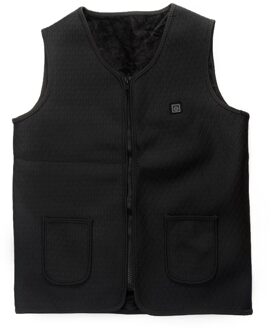 Mannen Vrouwen Jas Rits Elektrische Verwarming Vest USB Jas Energiebesparing Warm Verstelbare Temperatuur zwart L