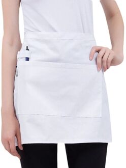 Mannen Vrouwen Keuken Restaurant Taille Schort Effen Kleur Half Korte Schort Aangepast Met Zakken Pen Loops voor Server Ober Serveerster