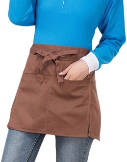 Mannen Vrouwen Keuken Restaurant Taille Schort Effen Kleur Half Korte Schort Aangepast Met Zakken Pen Loops voor Server Ober Serveerster