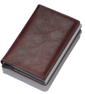 Mannen Vrouwen Mini Smart Portemonnee Aluminium Kaarthouder Business Casual Portemonnee Rfid Lederen Portemonnee Credit Card Houder rood