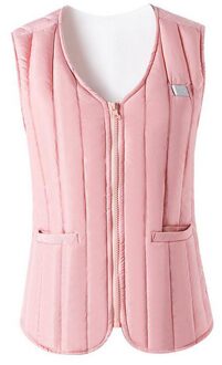 Mannen Vrouwen Outdoor USB Infrarood Verwarming Vest Jas Mouwloos Vest Pocket Met Wol Hooded Winter Losse Vest Vissen Roze / L