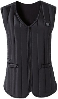 Mannen Vrouwen Outdoor USB Infrarood Verwarming Vest Jas Mouwloos Vest Pocket Met Wol Hooded Winter Losse Vest Vissen zwart / XL