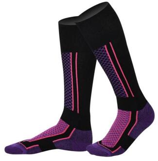 Mannen Vrouwen Sport Fietsen Sokken Kleurrijke Coolmax Basketbal Klimmen Camping Running Sokken Voor Outdoor Sport paars zwart