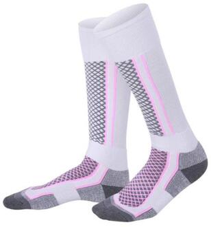 Mannen Vrouwen Sport Fietsen Sokken Kleurrijke Coolmax Basketbal Klimmen Camping Running Sokken Voor Outdoor Sport roze wit