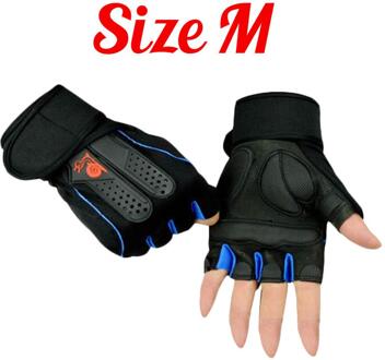 Mannen Vrouwen Sport Gym Handschoenen Half Vinger Ademend Gewichtheffen Fitness Handschoenen Halter Gewichtheffen Gym Handschoenen Maat M/L/Xl blauw M