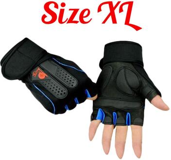 Mannen Vrouwen Sport Gym Handschoenen Half Vinger Ademend Gewichtheffen Fitness Handschoenen Halter Gewichtheffen Gym Handschoenen Maat M/L/Xl blauw XL