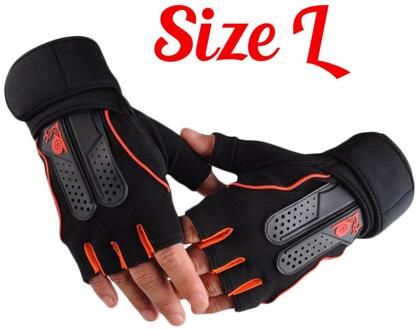 Mannen Vrouwen Sport Gym Handschoenen Half Vinger Ademend Gewichtheffen Fitness Handschoenen Halter Gewichtheffen Gym Handschoenen Maat M/L/Xl oranje L