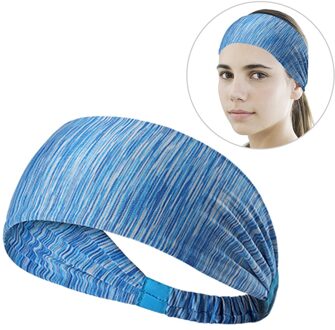 Mannen Vrouwen Sport Hoofdband Non Slip Elastische Zweet Wicking Hoofdband Zweetband Voor Workout Yoga Fietsen Running Jogging Wandelen gestreept blauw