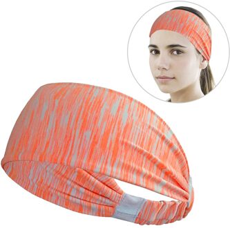 Mannen Vrouwen Sport Hoofdband Non Slip Elastische Zweet Wicking Hoofdband Zweetband Voor Workout Yoga Fietsen Running Jogging Wandelen gestreept oranje