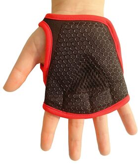 Mannen Vrouwen Sport Zachte Fitness Handschoenen Siliconen Beschermende Gym Vier Vingers Voorkomen Eelt Oefening Gewichtheffen Non Slip Rood / L
