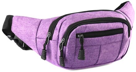 Mannen Vrouwen Taille Zak Waterdichte Multi-Pocket Rits Open Verstelbare Coin Pouch Voor Buiten EDF88 paars