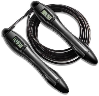 Mannen Vrouwen Unisex Lcd Digitale Display Skipping Jumping Touw Fitness Training Verstelbare Calorie Counter Kabel Workout Apparatuur zwart