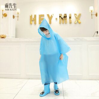 Mannen Vrouwen Unisex Transparante Waterdichte Jas Eva Hooded Volwassen Regenjas Plastic Herbruikbare Regenjas Poncho Regenkleding blauw Child