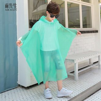 Mannen Vrouwen Unisex Transparante Waterdichte Jas Eva Hooded Volwassen Regenjas Plastic Herbruikbare Regenjas Poncho Regenkleding groen Child