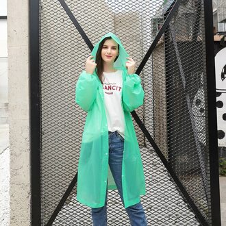 Mannen Vrouwen Unisex Transparante Waterdichte Jas Eva Hooded Volwassen Regenjas Plastic Herbruikbare Regenjas Poncho Regenkleding groen