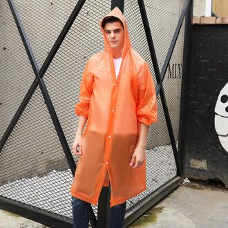 Mannen Vrouwen Unisex Transparante Waterdichte Jas Eva Hooded Volwassen Regenjas Plastic Herbruikbare Regenjas Poncho Regenkleding Oranje
